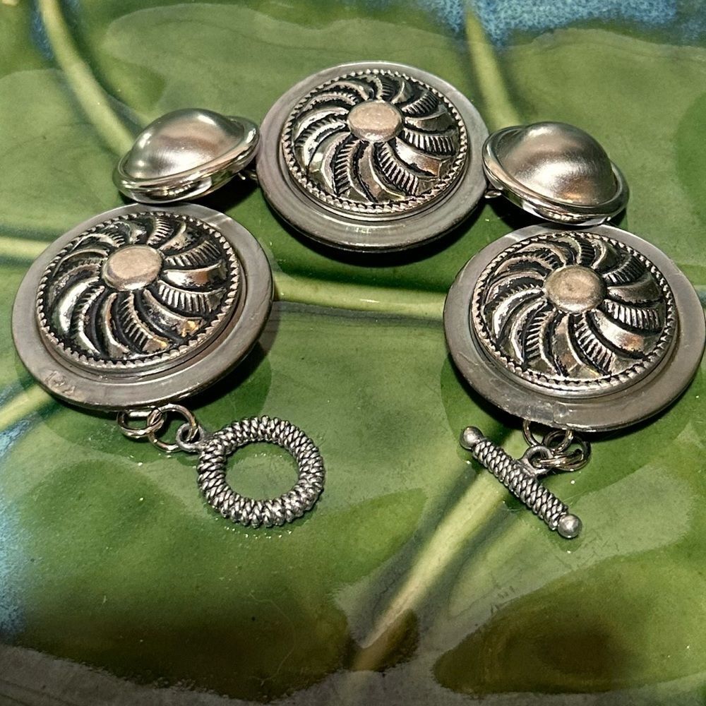Vintage Silver Tone Panel Bracelet